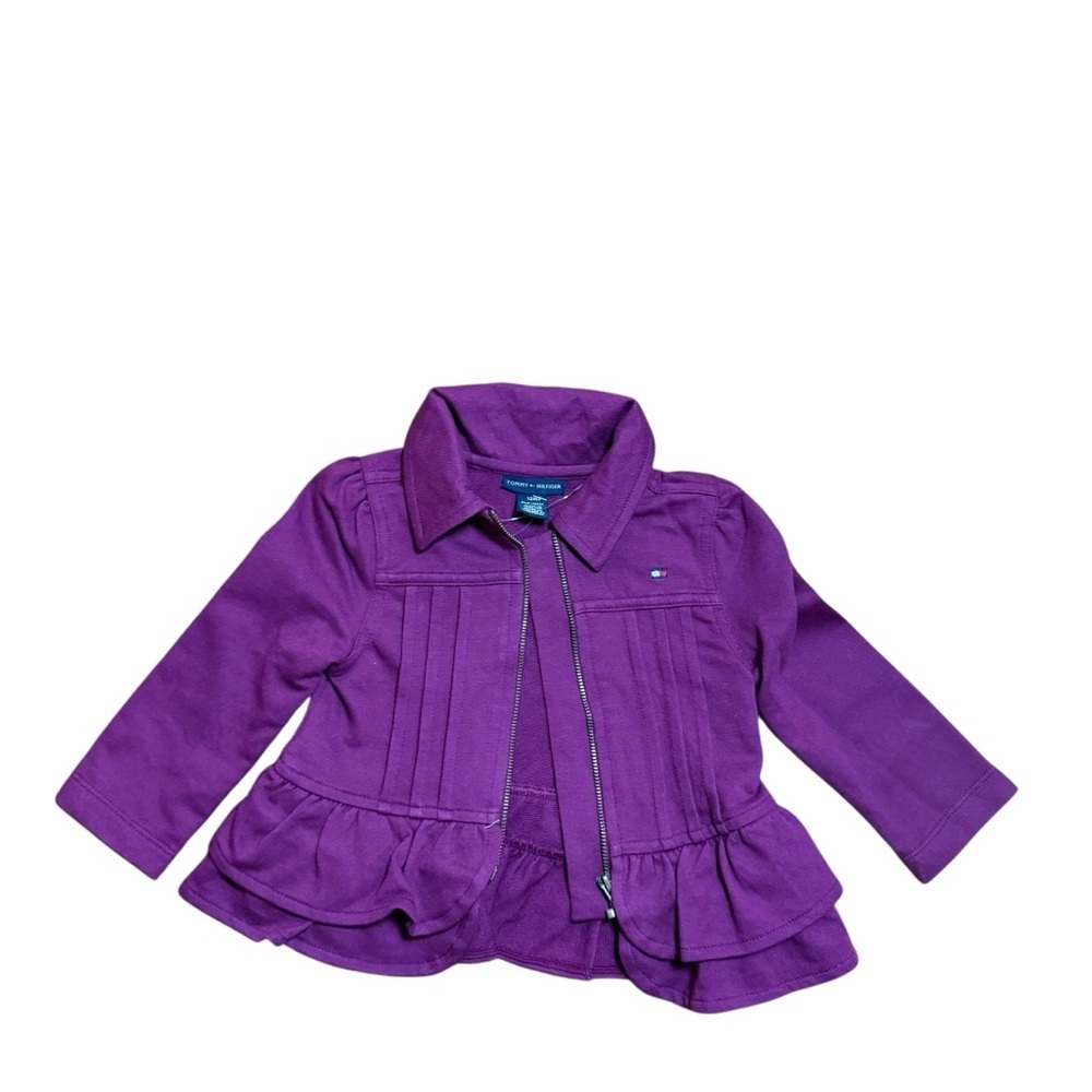 Tommy Hilfiger Baby Girls Purple Zip Up Jacket Peplum Size 12M